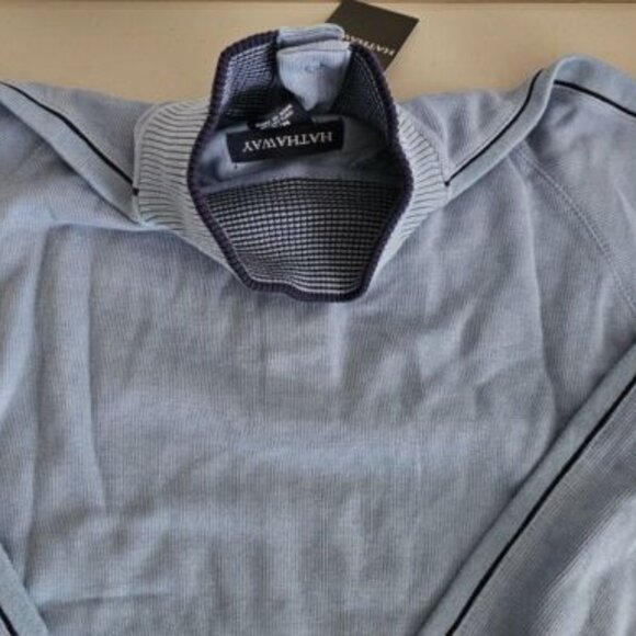 Hathaway Snap Ribbed Mock Neck Sweater/Pullover Blue Medium - Picture 5 of 6